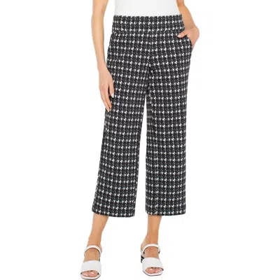 Liverpool Los Angeles Mabel Plaid Crop Wide Leg Pants In Black