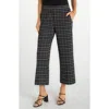 Liverpool Los Angeles Mabel Plaid Pull-on Crop Wide Leg Pants In Black