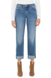 Liverpool Los Angeles Marley High Waist Cuff Girlfriend Jeans In Brown