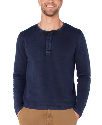 Liverpool Los Angeles Men's Cotton Long-sleeve Henley Shirt In Blue