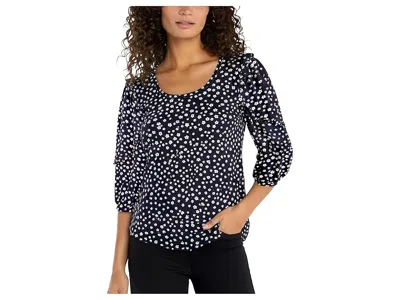 Liverpool Los Angeles Mid-length Ruffle Sleeve Scoop Neck Knit Top In Multi