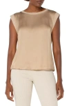 Liverpool Los Angeles Mixed Media Sleeveless Top In Champagne