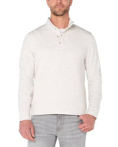 Liverpool Los Angeles Mock Neck Button Placket Pullover Shirt In White