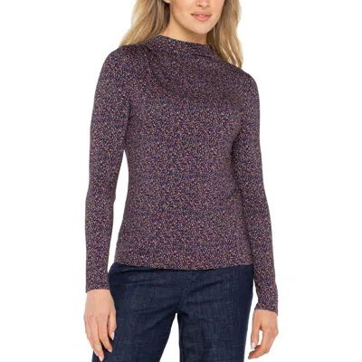 Liverpool Los Angeles Mock Neck Long Sleeve Shirt In Purple