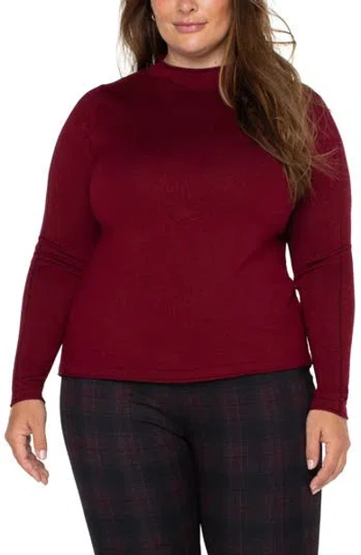 Liverpool Los Angeles Mock Neck Roll Hem Sweater In Red