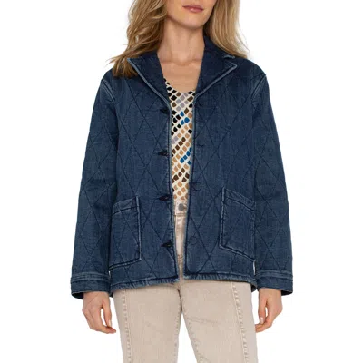 Liverpool Los Angeles Notched Collar Quilted Denim Jacket In Redlands