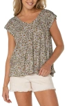 Liverpool Los Angeles Petite Printed Tie-back Dolman-sleeve Top In Gray