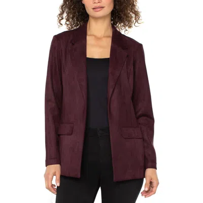Liverpool Los Angeles Open Front Faux Suede Blazer In Burgundy