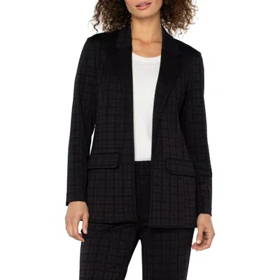 Liverpool Los Angeles Open Front Plaid Blazer In Black