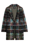 Liverpool Los Angeles Plaid Open Front Sweater Coat In Black
