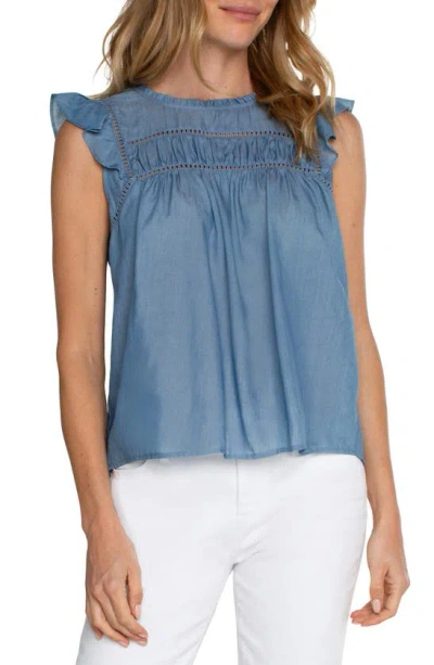 Liverpool Los Angeles Openwork Detail Flutter Sleeve Top In Bridgeton