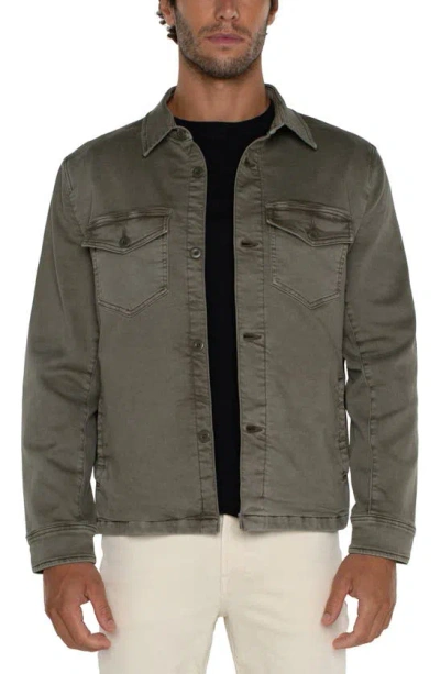 Liverpool Los Angeles Overshirt In Pewter Green