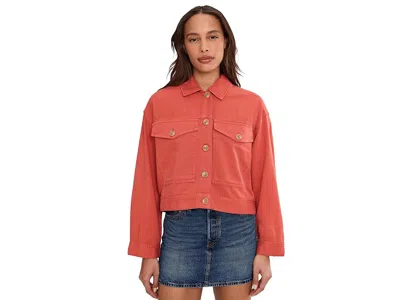 Liverpool Los Angeles Oversized Cropped Denim Jacket In Brown