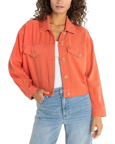 Liverpool Los Angeles Oversized Cropped Denim Jacket In Red Clay In Orange