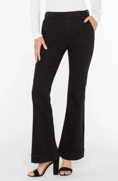 Liverpool Los Angeles Pearl Flare Pull-on Flare Jeans In Black