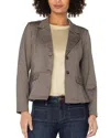 Liverpool Los Angeles Stripe Peplum Blazer In Gray