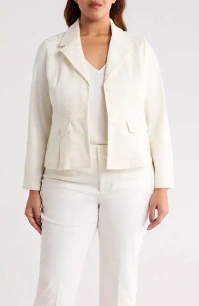 Liverpool Los Angeles Peplum Cotton Blend Blazer In White