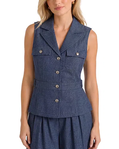 Liverpool Los Angeles Peplum Hem Notched Lapel Vest In Blue