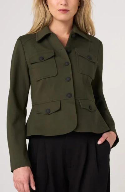 Liverpool Los Angeles Peplum Jacket In Hunter Green
