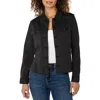 Liverpool Los Angeles Peplum Twill Trucker Jacket In Black