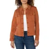 Liverpool Los Angeles Peplum Twill Trucker Jacket In Brown