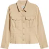 Liverpool Los Angeles Peplum Twill Trucker Jacket In Cappuccino