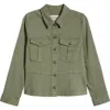 Liverpool Los Angeles Peplum Twill Trucker Jacket In Martini Olive