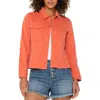 Liverpool Los Angeles Peplum Twill Trucker Jacket In Papaya