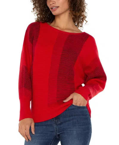 Liverpool Los Angeles Petite Boat Neck Dolmen Sweater In Red