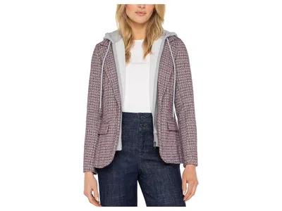 Liverpool Los Angeles Petite Boyfriend Blazer With Removeable Hood In Burgundy