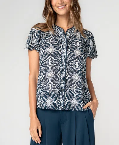 Liverpool Los Angeles Petite Crewneck Blouse