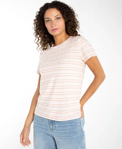 Liverpool Los Angeles Petite Crewneck Knit T-shirt In Neutral
