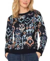 Liverpool Los Angeles Petite Dropped Shoulder Jacquard Sweater In Black