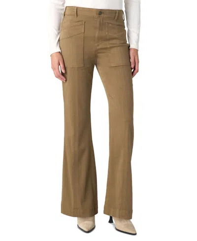Liverpool Los Angeles Petite Hannah Flare With Mini Patch Pockets High-waist Pants In Oak Brown