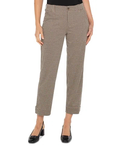 Liverpool Los Angeles Petite Houndstooth Cropped Utility Pants In Neutral
