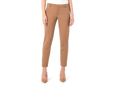 Liverpool Los Angeles Petite Kelsey Straight Leg Trousers In Super Stretch Ponte Knit In Brown