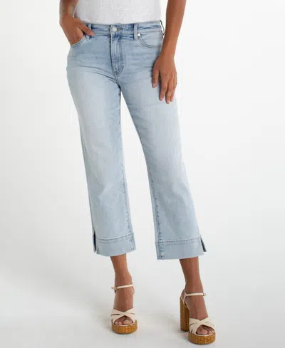 Liverpool Los Angeles Petite Kennedy Cropped Wide-hem Jeans In Blue