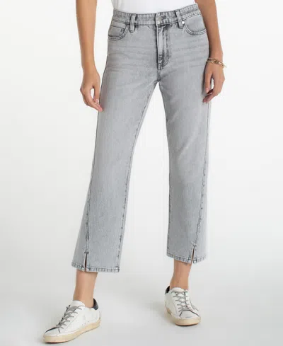 Liverpool Los Angeles Petite Kennedy Mid Rise Straight Jeans In Gray