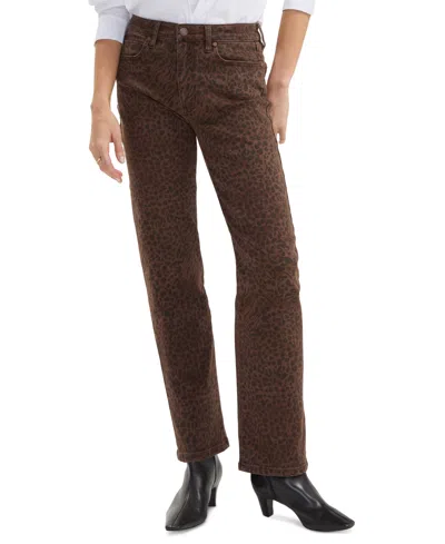 Liverpool Los Angeles Petite Kennedy Straight Leopard Print Straight-leg Jeans In Abstract Animal