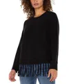 Liverpool Los Angeles Petite Long Dolman Sleeve Seamless Sweater In Black