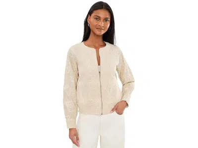 Liverpool Los Angeles Petite Long Sleeve Collarless Jacket With Smocking In Neutral