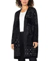 Liverpool Los Angeles Petite Long Sleeve Collarless Open Front Sweater Coat In Black