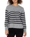 Liverpool Los Angeles Petite Long Sleeve Crew Neck Sweater In Gray