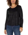 Liverpool Los Angeles Petite Long Sleeve Knit Top In Black