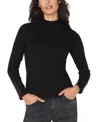 Liverpool Los Angeles Petite Long Sleeve Mock Neck Knit Top In Black