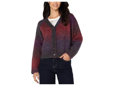 Liverpool Los Angeles Petite Long Sleeve Raglan Button Front Cardigan Sweater In Multi