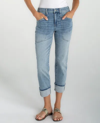 Liverpool Los Angeles Petite Marley Cropped Girlfriend Cuffed Jeans In Blue