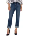 Liverpool Los Angeles Petite Marley Cuffed Girlfriend Jeans In Blue