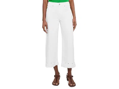 Liverpool Los Angeles Petite Mid-rise Stride Crop Wide Leg Jean With Embroidered Hem 24 Inseam In White