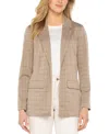 Liverpool Los Angeles Petite Plaid Ponte Boyfriend Blazer In Neutral